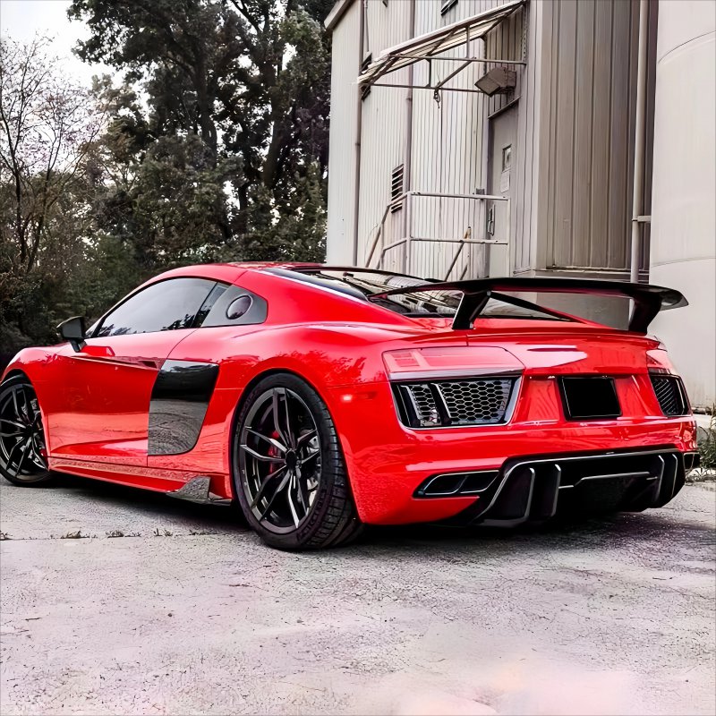Wangheng Auto Parts  R8 GT Rear Lip Carbon Fiber Diffuser Spoiler Surround V Style Body Part Decoration Accessories for